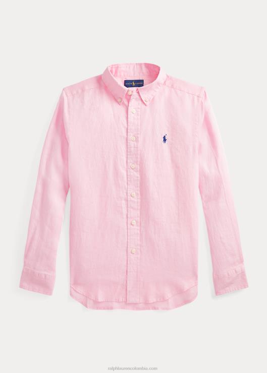 camisa de lino niños rosa carmelo Ralph Lauren 2XR2V5637