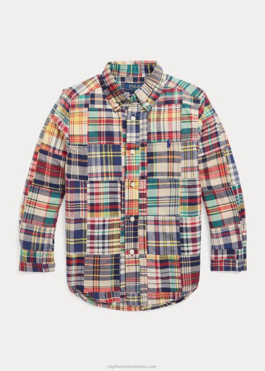 camisa de madrás con patchwork niños mosaico de madrás Ralph Lauren 2XR2V6472