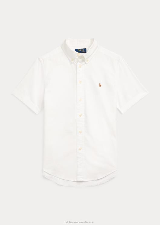 camisa de manga corta de algodón oxford niños blanco Ralph Lauren 2XR2V6080