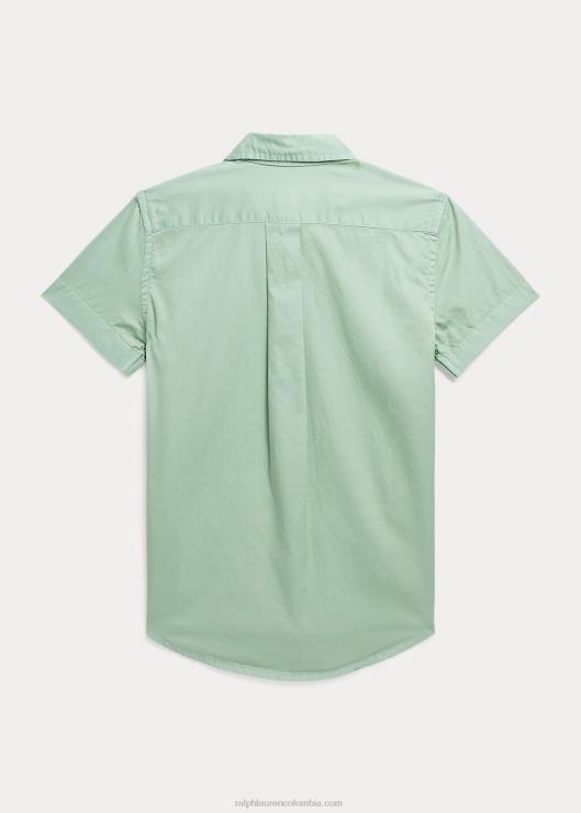 camisa de manga corta de sarga de algodón niños menta descolorida Ralph Lauren 2XR2V5745
