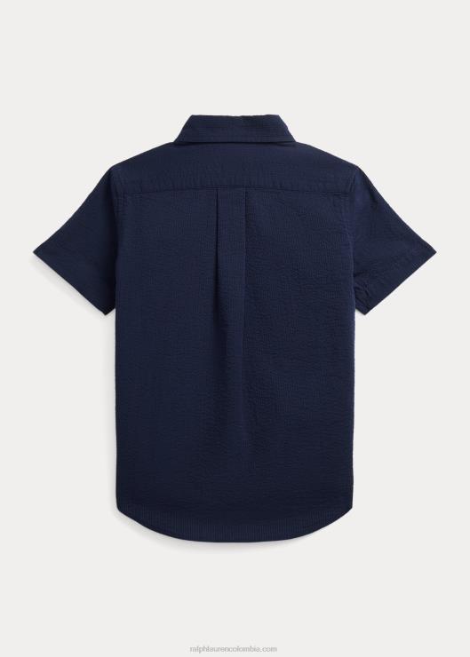 camisa de manga corta de sirsaca de algodón niños marina astoria Ralph Lauren 2XR2V6416