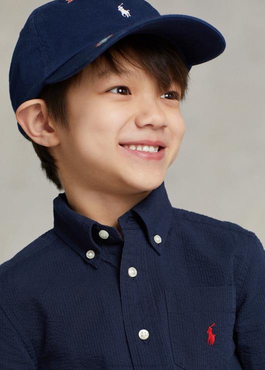 camisa de manga corta de sirsaca de algodón niños marina astoria Ralph Lauren 2XR2V6416