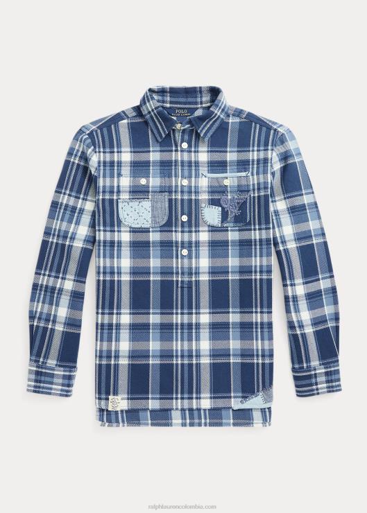 camisa de sarga de algodón a cuadros niños azul/crema multicolor Ralph Lauren 2XR2V7606