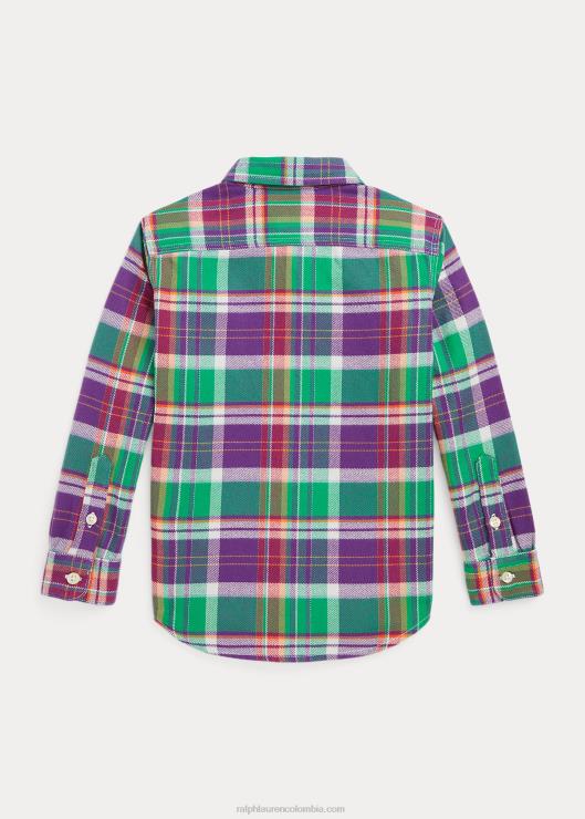 camisa de trabajo de franela a cuadros niños morado/verde multicolor Ralph Lauren 2XR2V6534