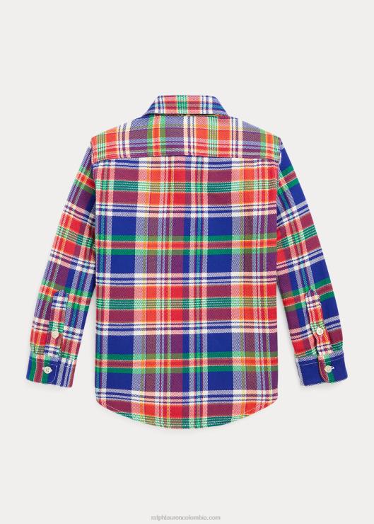 camisa de trabajo de franela a cuadros niños royal/rojo multi Ralph Lauren 2XR2V6533