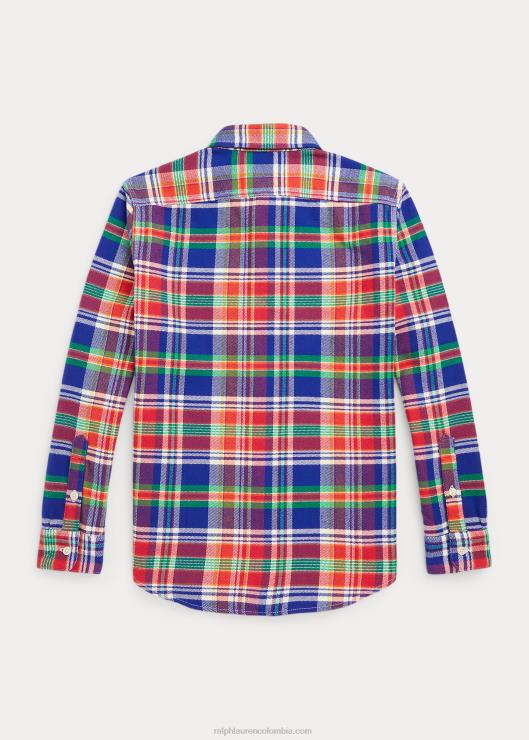 camisa de trabajo de franela a cuadros niños royal/rojo multi Ralph Lauren 2XR2V6689