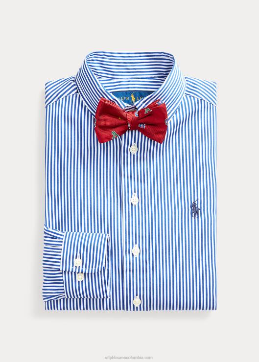 camisa de vestir de corte slim en algodón a rayas niños azul marino multi Ralph Lauren 2XR2V6266