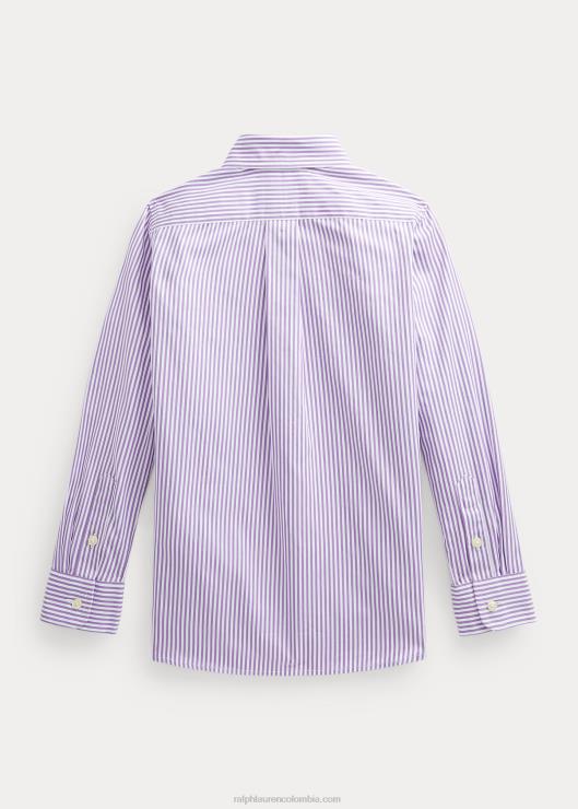 camisa de vestir de corte slim en algodón a rayas niños púrpura multi Ralph Lauren 2XR2V5883