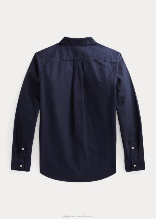 camisa oxford de algodón teñida en prenda niños azul marino Ralph Lauren 2XR2V5636