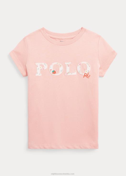 camiseta con logo floral niños rosa adirondack Ralph Lauren 2XR2V6809