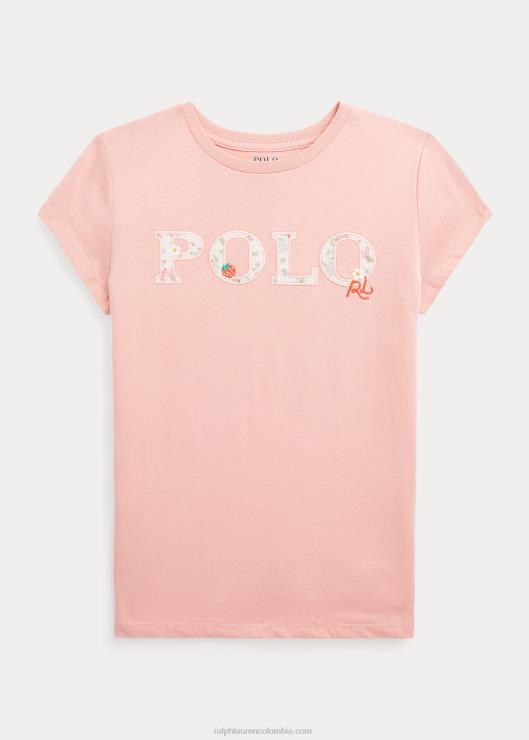 camiseta con logo floral niños rosa adirondack Ralph Lauren 2XR2V7068