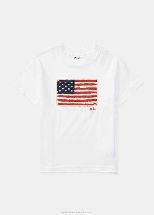 camiseta de jersey de algodón con bandera niños blanco Ralph Lauren 2XR2V5912