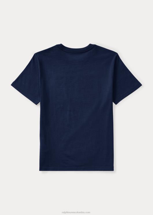 camiseta de jersey de algodón con bandera niños marina de crucero Ralph Lauren 2XR2V6289