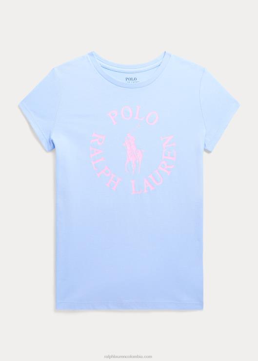 camiseta de jersey de algodón con logo de pony grande niños bebe azul Ralph Lauren 2XR2V6717