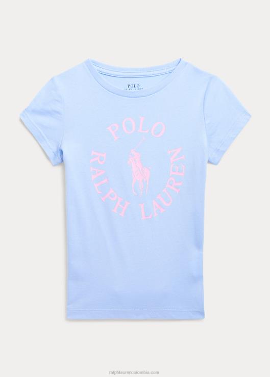 camiseta de jersey de algodón con logo de pony grande niños bebe azul Ralph Lauren 2XR2V6800