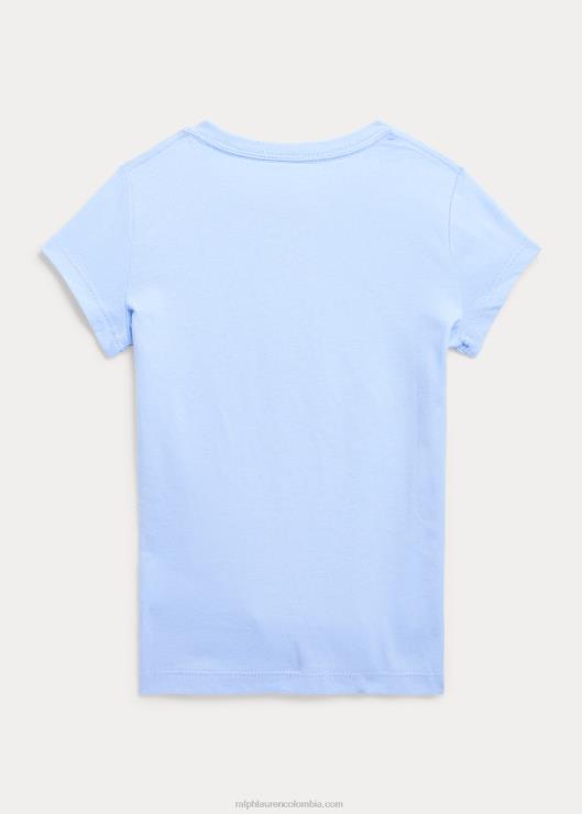 camiseta de jersey de algodón con logo de pony grande niños bebe azul Ralph Lauren 2XR2V6800
