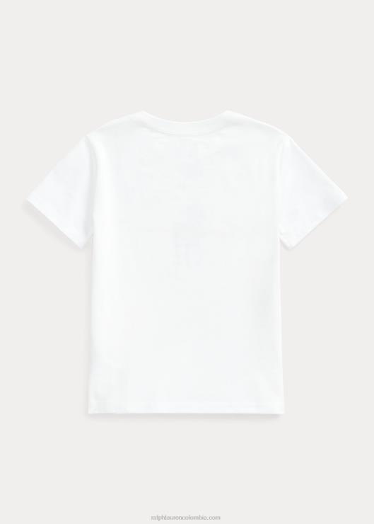 camiseta de jersey de algodón con logo de pony grande niños blanco Ralph Lauren 2XR2V6494