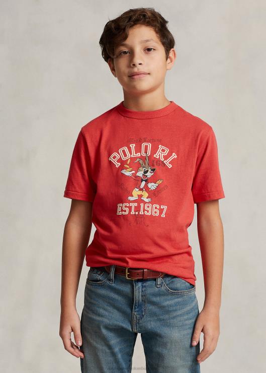 camiseta de jersey de algodón con motivo del año nuevo lunar niños puesto rojo Ralph Lauren 2XR2V6570