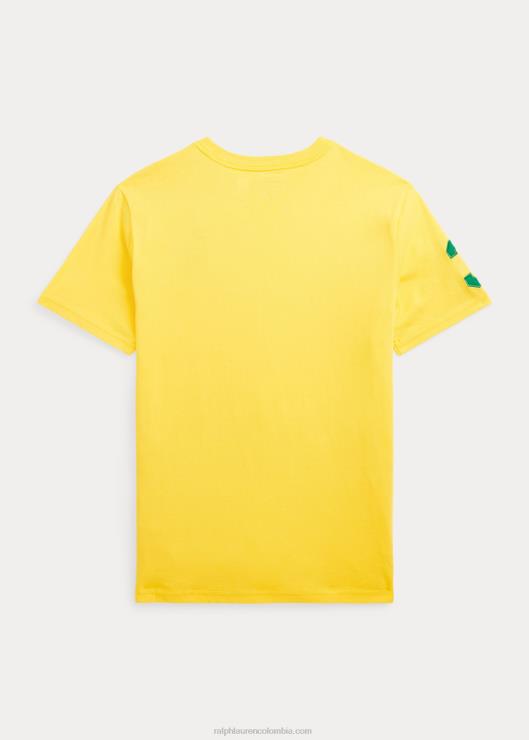 camiseta de jersey de algodón de gran pony niños señal amarilla/tallo Ralph Lauren 2XR2V6585