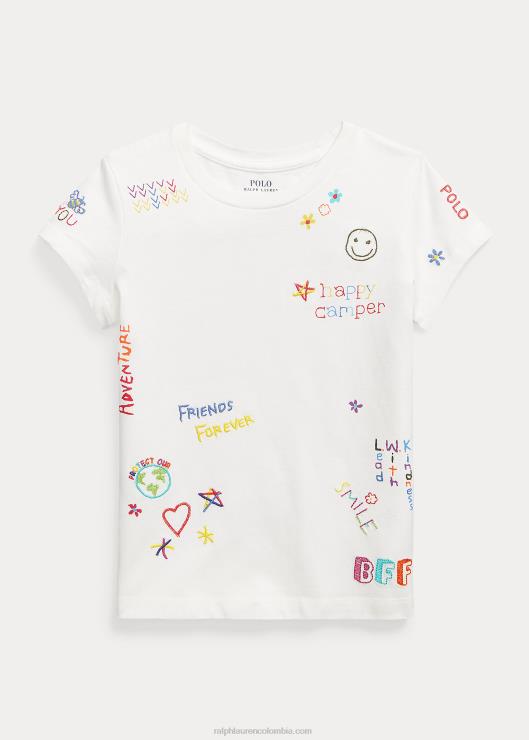 playera con gráfico de jersey de algodón niños lavaplatos blanco Ralph Lauren 2XR2V6862