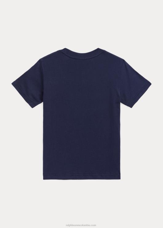 playera de algodón con logo de osito niños marina de crucero Ralph Lauren 2XR2V6492
