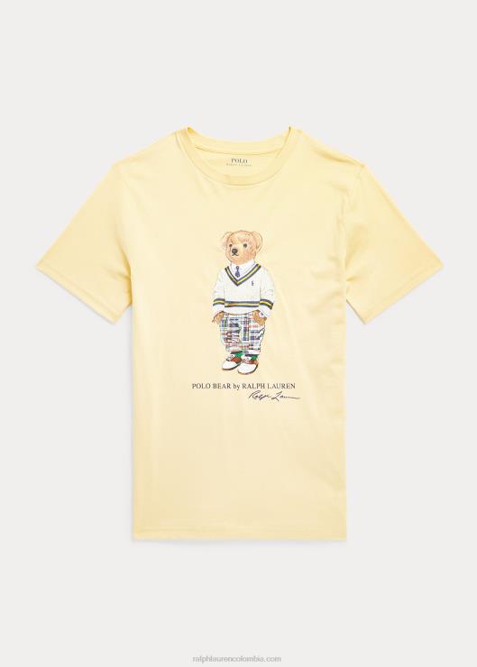 playera de jersey de algodón con osito de polo niños imperio amarillo Ralph Lauren 2XR2V5979