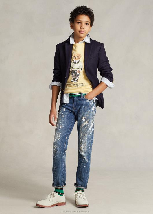 playera de jersey de algodón con osito de polo niños imperio amarillo Ralph Lauren 2XR2V5979