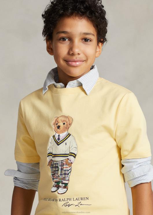 playera de jersey de algodón con osito de polo niños imperio amarillo Ralph Lauren 2XR2V5979