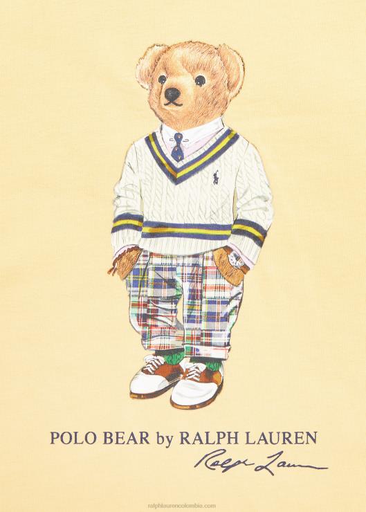 playera de jersey de algodón con osito de polo niños imperio amarillo Ralph Lauren 2XR2V5979