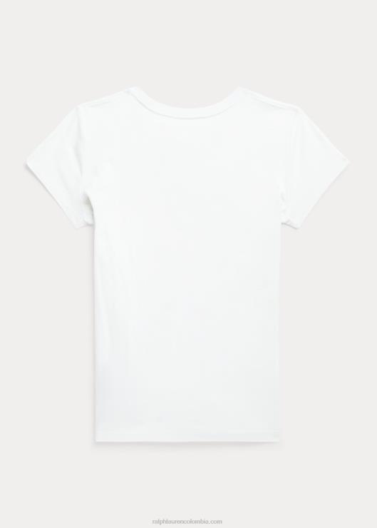 playera de jersey de algodón con osito de polo niños lavaplatos blanco Ralph Lauren 2XR2V7092