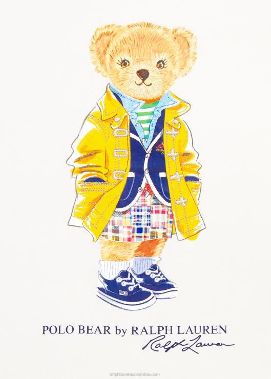 playera de jersey de algodón con osito de polo niños lavaplatos blanco Ralph Lauren 2XR2V7092