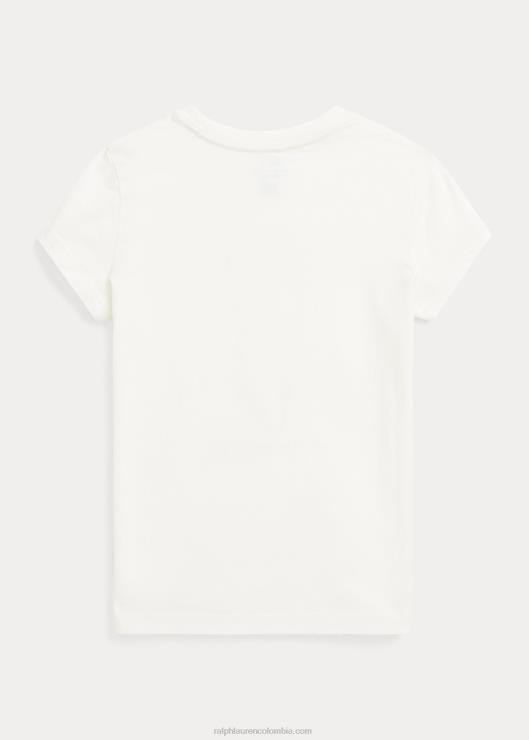 playera de jersey de algodón con osito de polo niños lavaplatos blanco Ralph Lauren 2XR2V7401