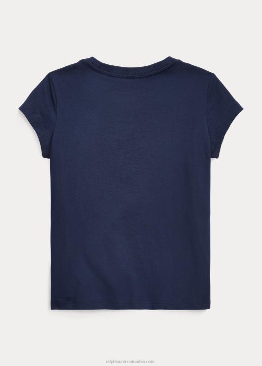 playera de jersey de algodón con osito de polo niños marina de crucero Ralph Lauren 2XR2V6894