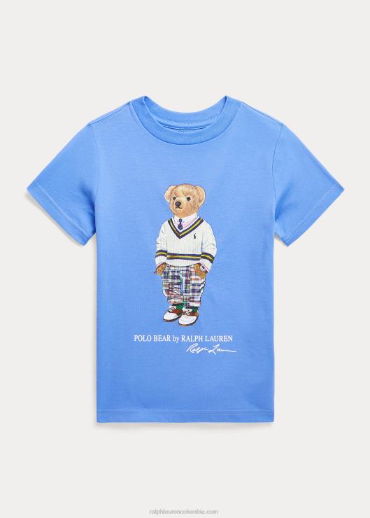 playera de jersey de algodón con osito de polo niños puerto isla azul Ralph Lauren 2XR2V5772