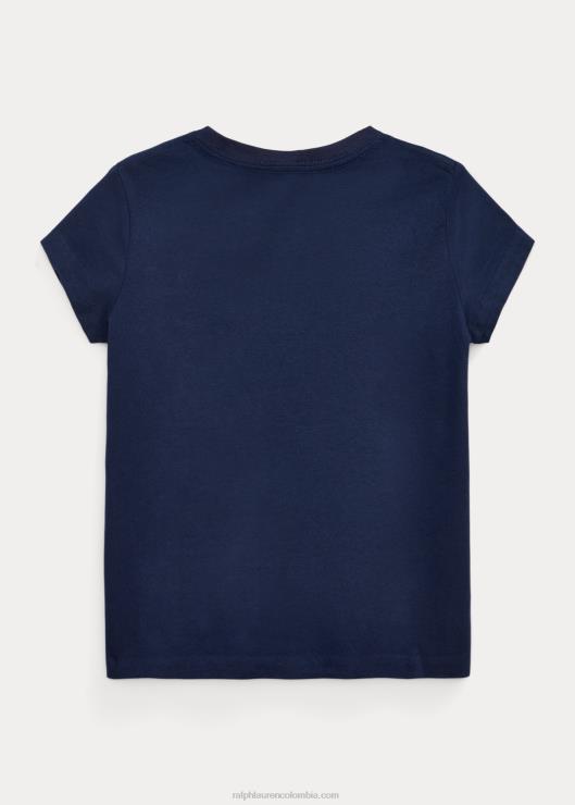playera de punto de algodón con cuello en V niños Marina de Newport Ralph Lauren 2XR2V6916