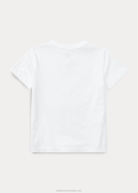 playera de punto de algodón con cuello en V niños blanco Ralph Lauren 2XR2V5900