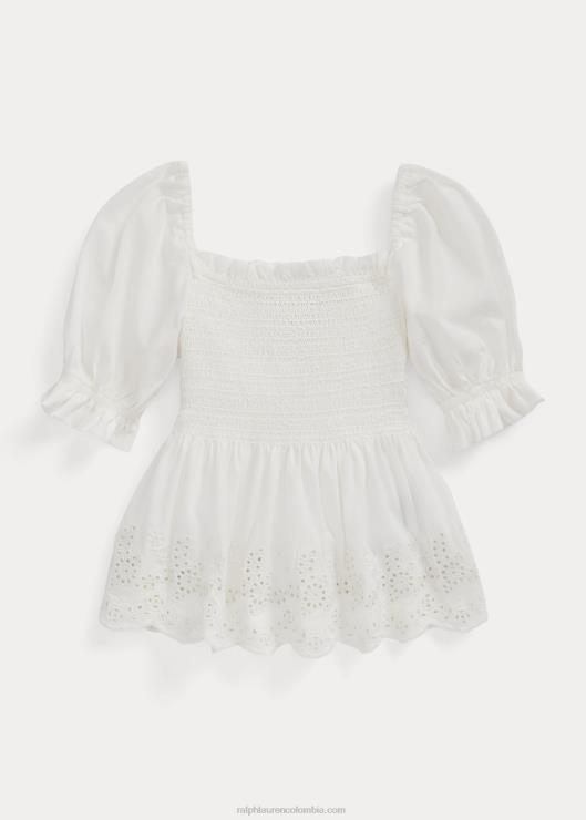 top de jersey de algodón fruncido niños lavaplatos blanco Ralph Lauren 2XR2V6844