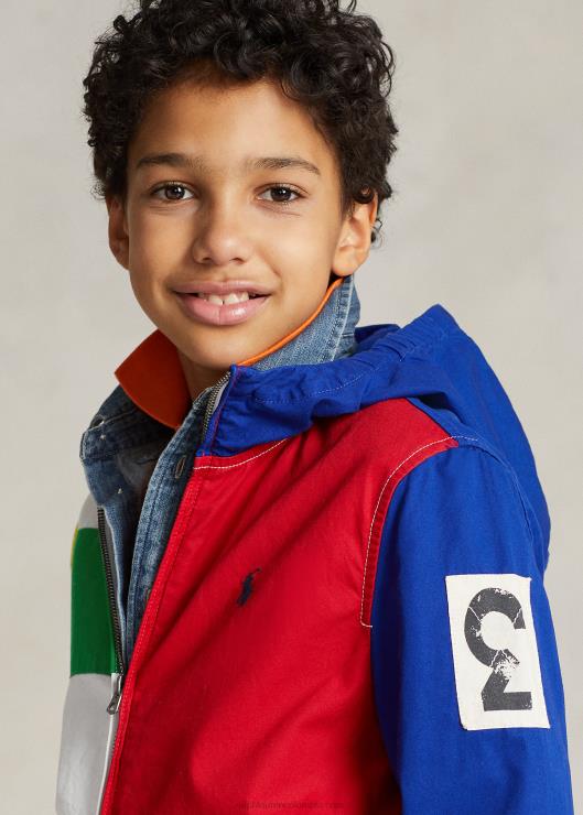chamarra con capucha y diseño colour block niños bloques de colores múltiples Ralph Lauren 2XR2V5991
