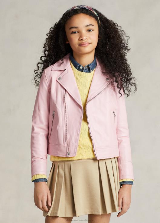 chaqueta motera de cuero niños rosa junto al mar Ralph Lauren 2XR2V7492