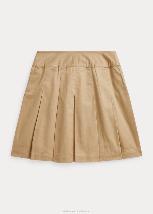 falda plisada de sarga de algodón niños caqui de la vendimia Ralph Lauren 2XR2V7515