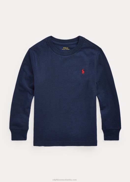 playera de manga larga de jersey de algodón niños marina de crucero Ralph Lauren 2XR2V5905