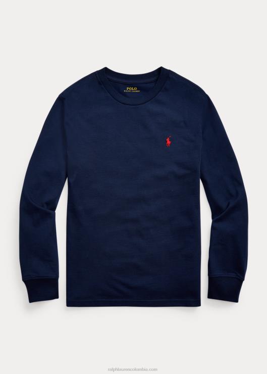 playera de manga larga de jersey de algodón niños marina de crucero Ralph Lauren 2XR2V6286