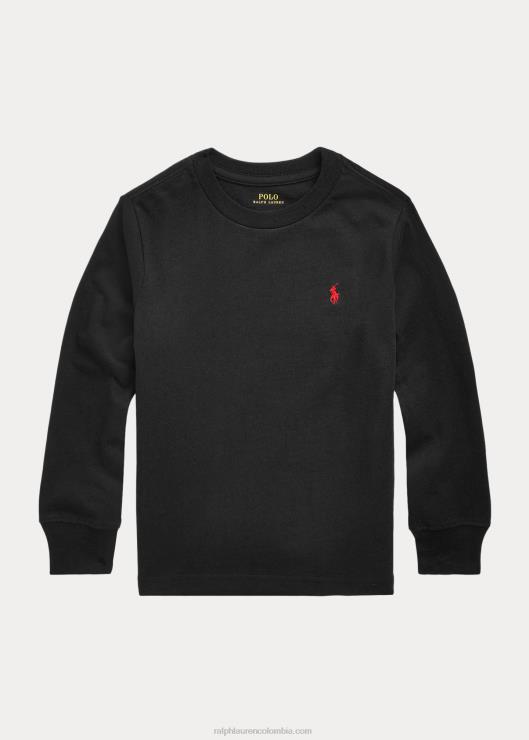 playera de manga larga de jersey de algodón niños rl negro Ralph Lauren 2XR2V5906