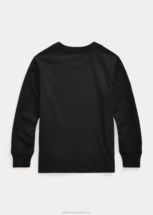 playera de manga larga de jersey de algodón niños rl negro Ralph Lauren 2XR2V5906