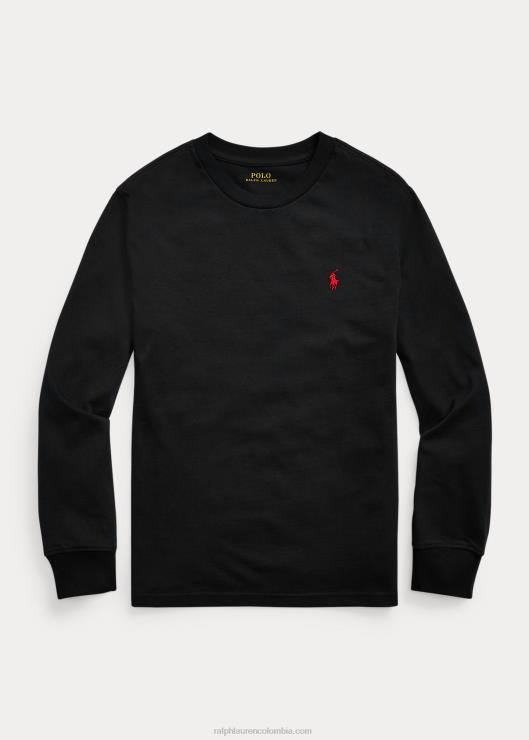 playera de manga larga de jersey de algodón niños rl negro Ralph Lauren 2XR2V6285