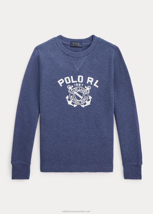 playera de manga larga tejida con logo niños brezo azul marino rústico Ralph Lauren 2XR2V6529