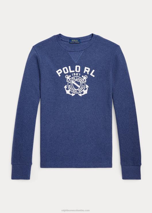 playera de manga larga tejida con logo niños brezo azul marino rústico Ralph Lauren 2XR2V6667