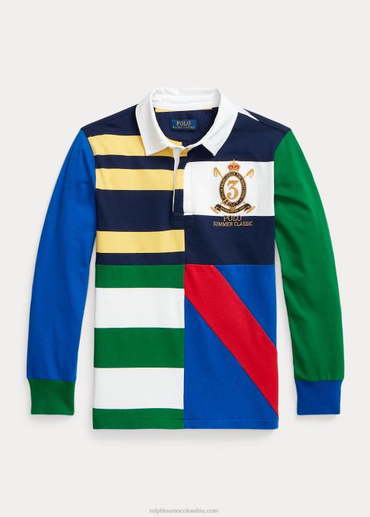 playera de rugby de jersey de algodón patchwork niños Newport azul marino multi Ralph Lauren 2XR2V9866