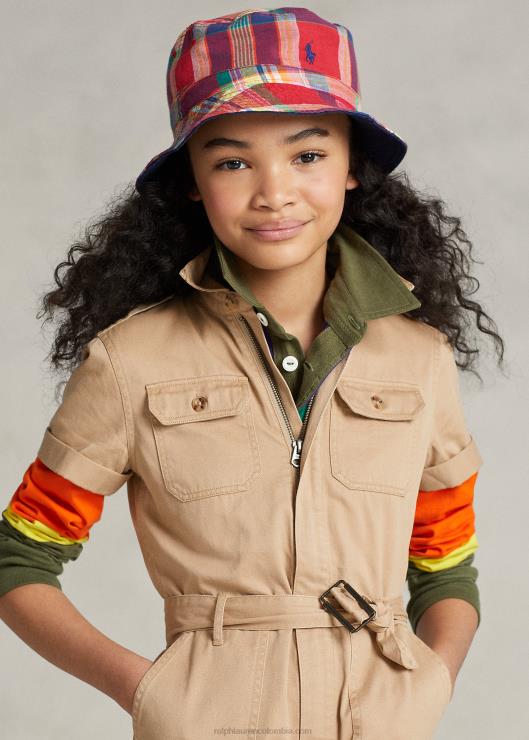 mameluco utilitario de sarga de algodón niños caqui de la vendimia Ralph Lauren 2XR2V6959