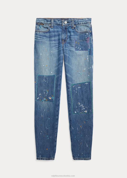 jeans slim boyfriend con estampado de pintura niños lavar Ralph Lauren 2XR2V7144